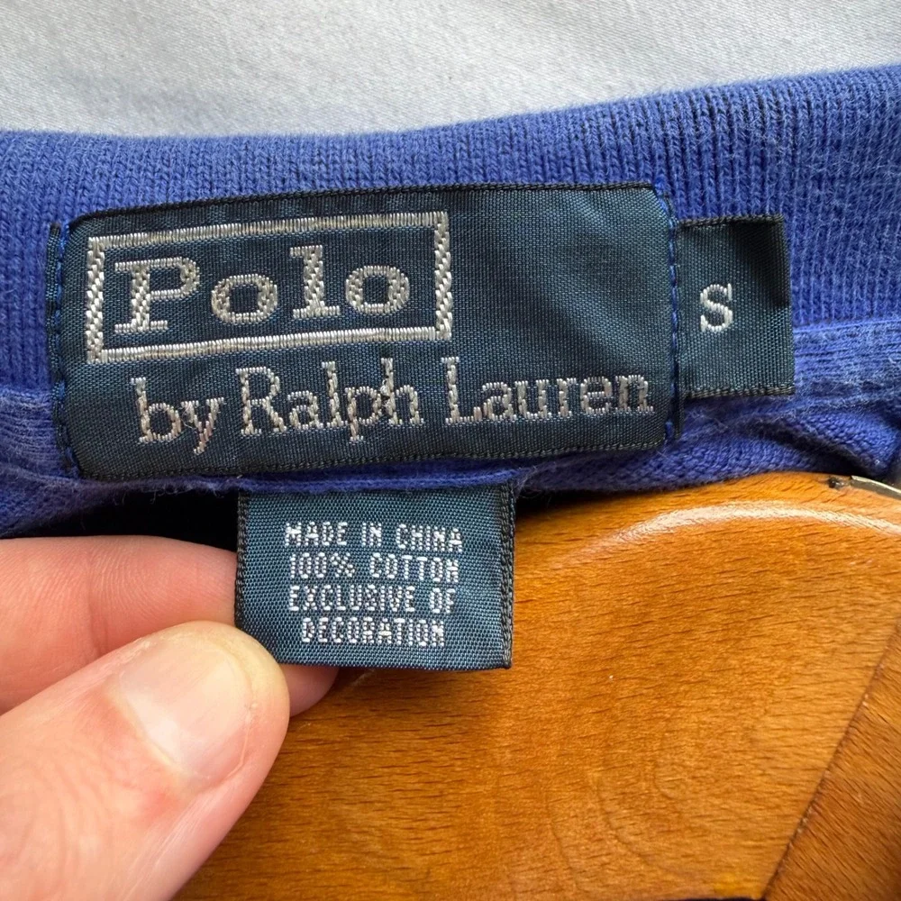 Polo Ralph Lauren Mens Small Blue Short Sleeve Pique Polo Lime Green Pony Logo
